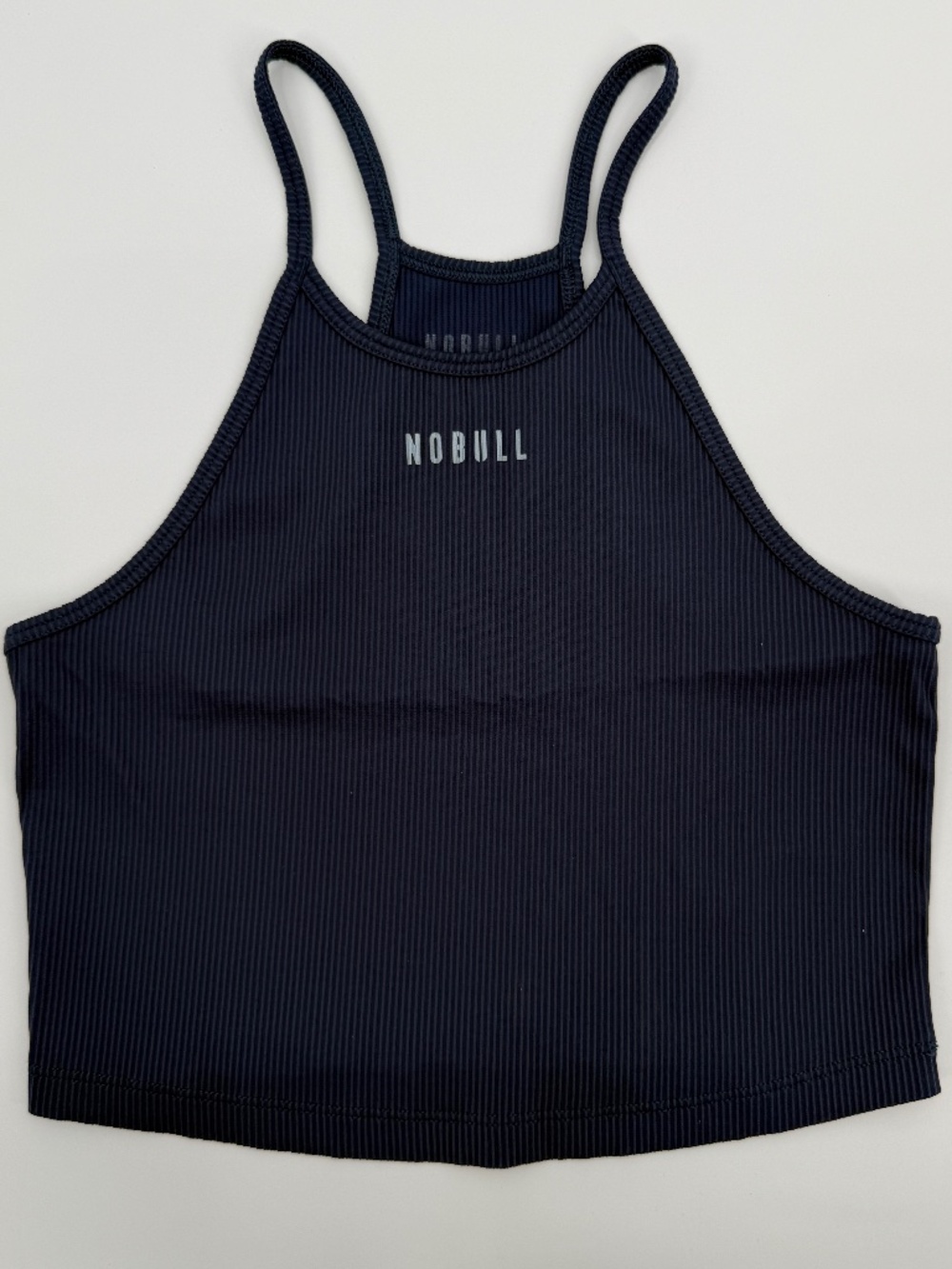 NOBULL Ribbed Halter Crop Tank Top Navy Athletic Workout Women M Fits S